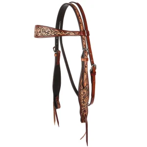 WD Tack Floral Tooled Chestnut Browband Headstall