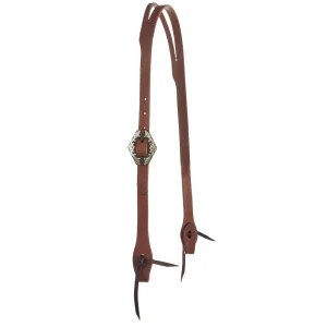 WD Tack Heavy Oil Harness Leather Diamond Floral Single Buckle Slit Ear Headstall