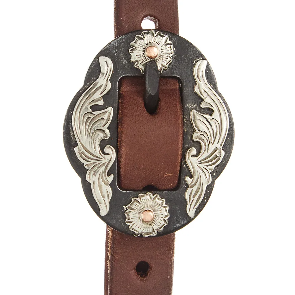 WD Tack Heavy Oil Harness Leather Double Flower Buckle Single Ear Headstall - Image 2