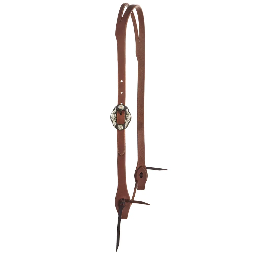 WD Tack Heavy Oil Harness Leather Double Flower Buckle Slit Ear Headstall - Image 2