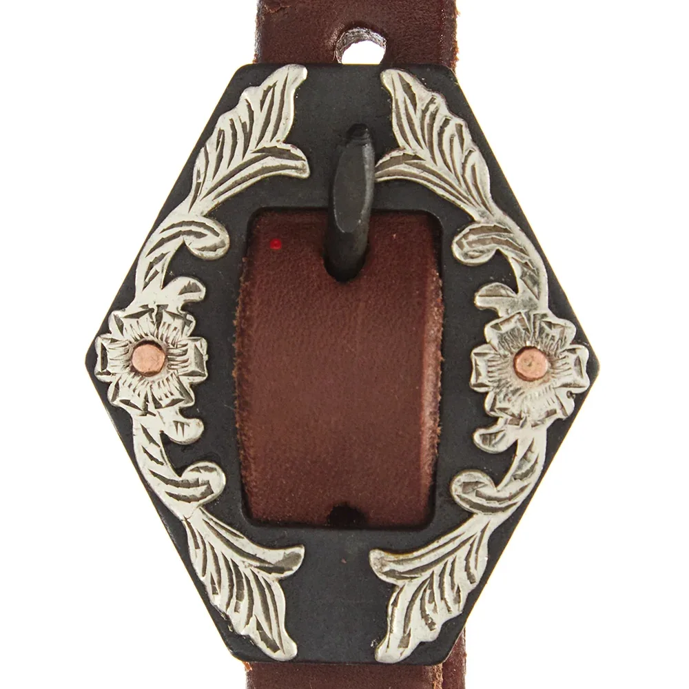 WD Tack Heavy Oil Harness Leather Floral Diamond Single Buckle Single Ear Headstall - Image 2