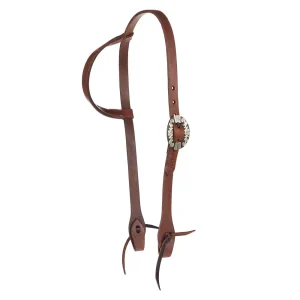 WD Tack Heavy Oil Harness Leather Floral Silver Bar Single Buckle Single Ear Headstall