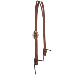 WD Tack Heavy Oil Harness Leather Oval Flower Silver Bar Single Buckle Slit Ear Headstall