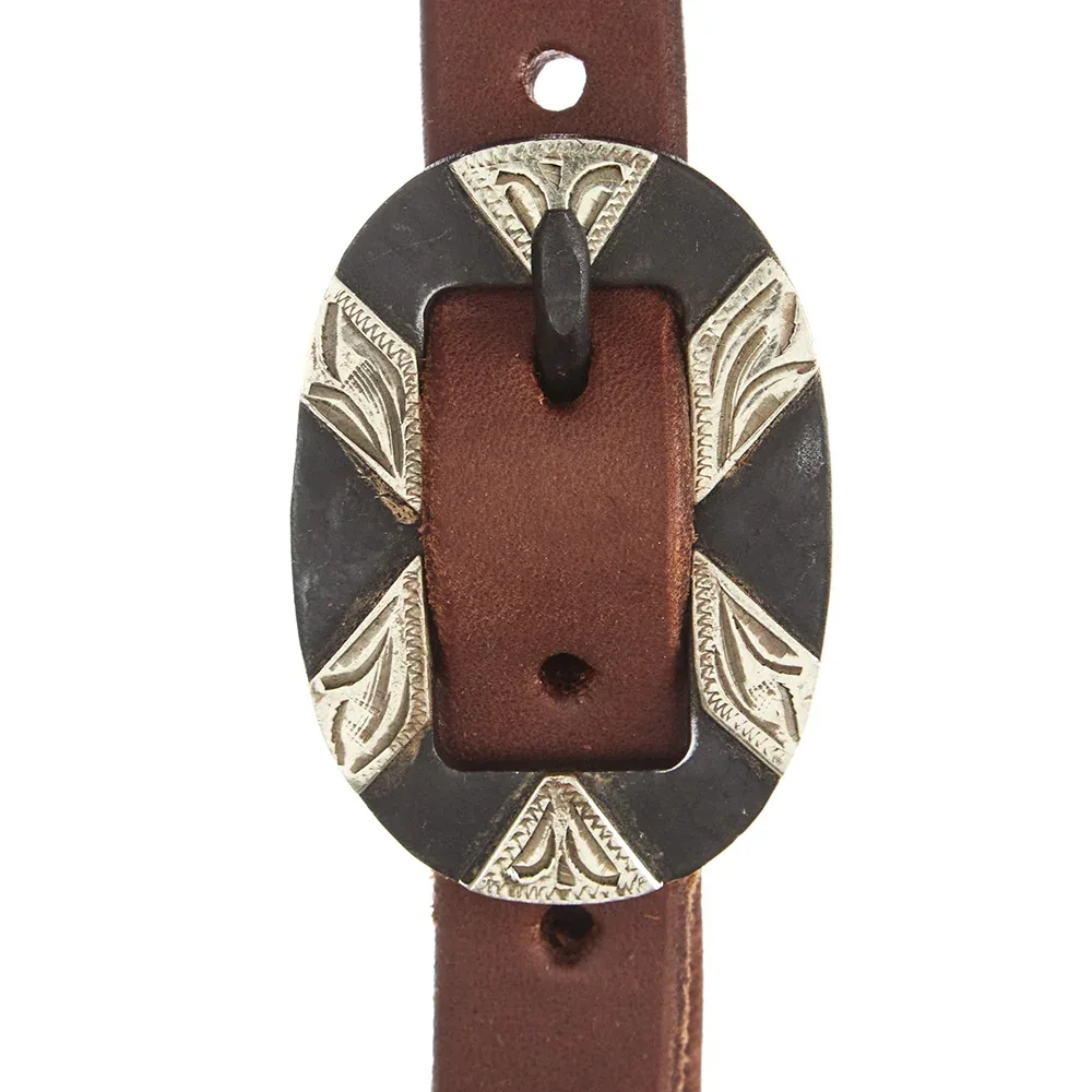 WD Tack Heavy Oil Harness Leather Oval Silver Bar Buckle Single Ear Headstall - Image 2