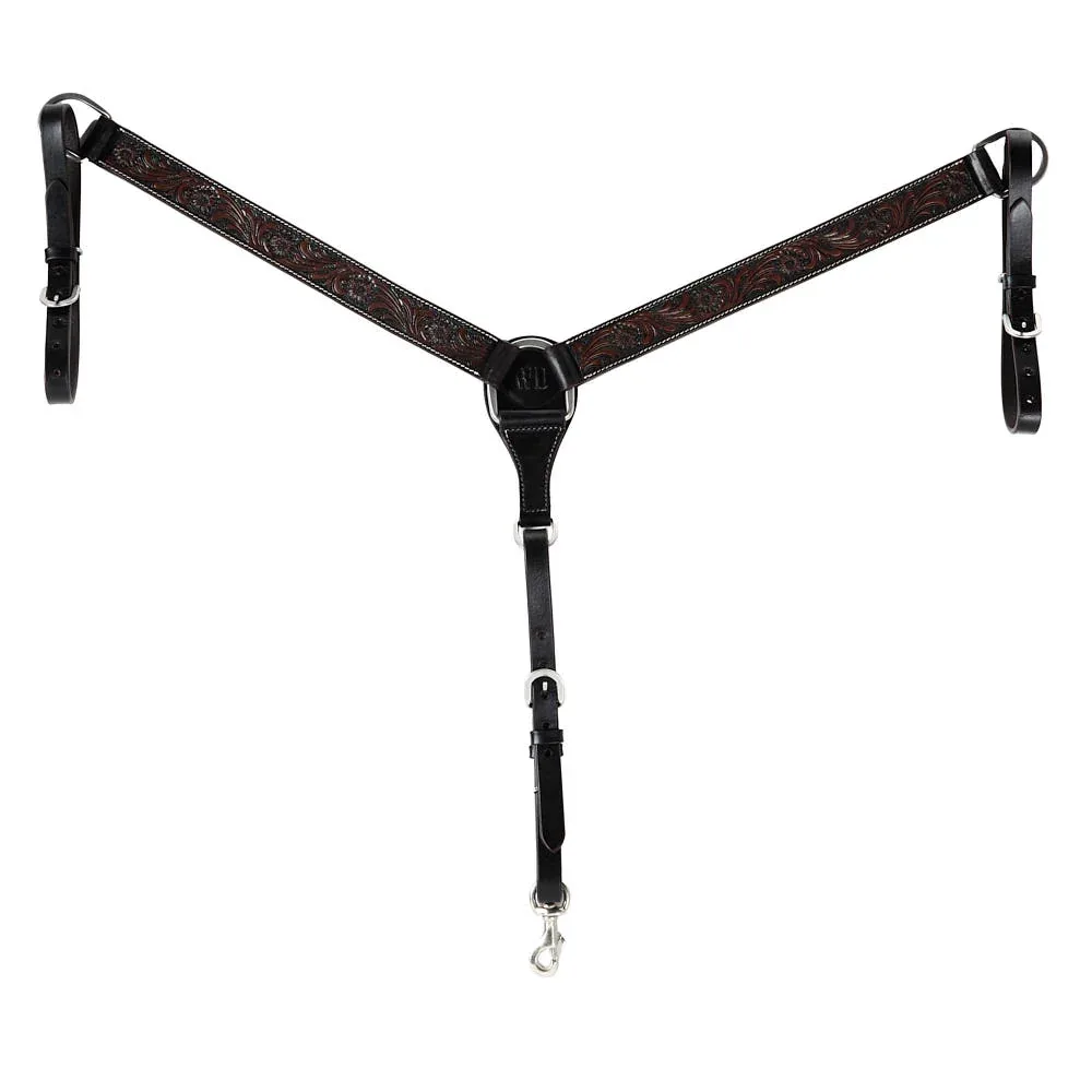 WD Tack Heavy Oiled Antique Floral 1.5in Straight Breast Collar