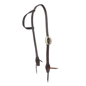 WD Tack Heavy Oiled Rope Tooling Floral Double Buckle Single Ear Headstall