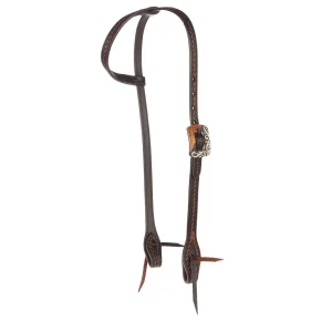 WD Tack Heavy Oiled Rope Tooling Silver Scroll Copper Bar Double Buckle Single Ear Headstall
