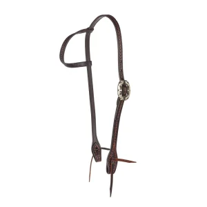 WD Tack Heavy Oiled Rope Tooling Silver Scroll Double Buckle 5/8 inch Single Ear Headstall