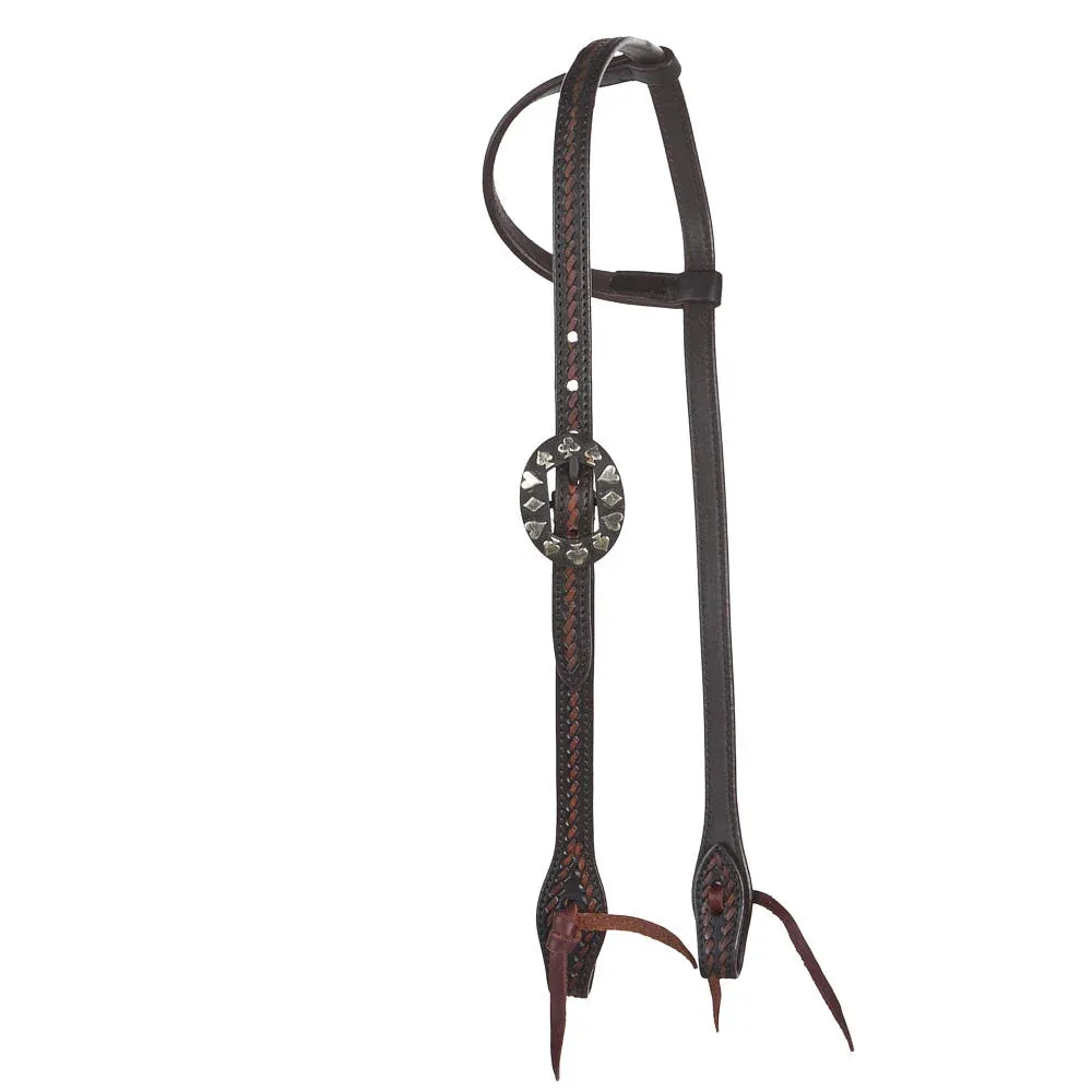 Wd Tack Heavy Oiled Rope Tooling Single Ear Headstall with Card Suit Buckle