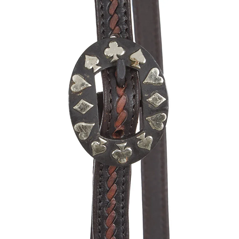 Wd Tack Heavy Oiled Rope Tooling Single Ear Headstall with Card Suit Buckle - Image 2