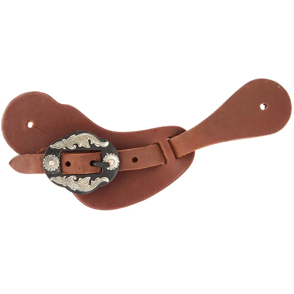 WD Tack Ladies Youth Heavy Oiled Cowboy Spur Straps with Double Flower Buckles