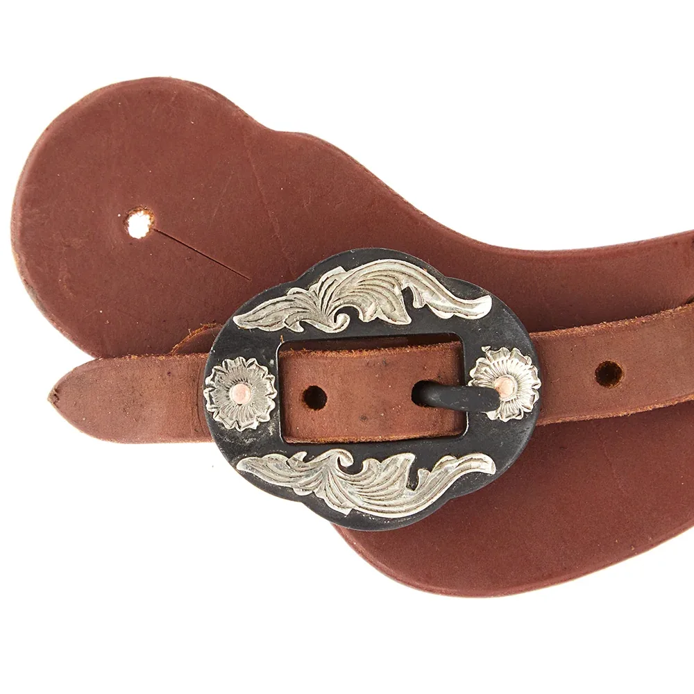 WD Tack Ladies Youth Heavy Oiled Cowboy Spur Straps with Double Flower Buckles - Image 2