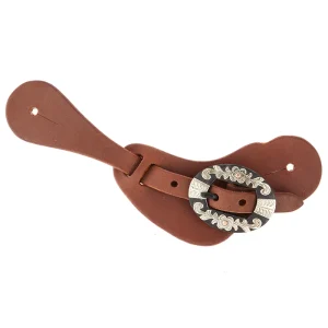 WD Tack Ladies Youth Heavy Oiled Cowboy Spur Straps with Floral Buckles
