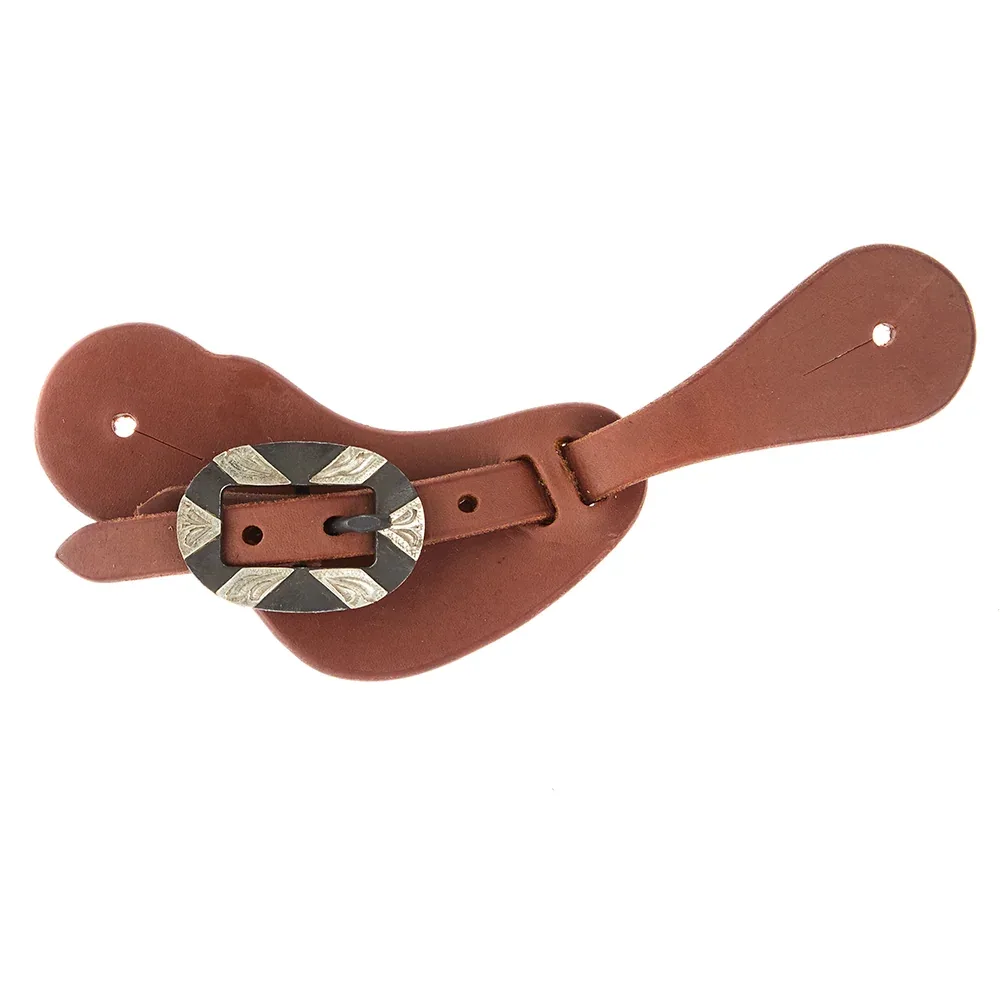WD Tack Ladies Youth Heavy Oiled Cowboy Spur Straps with Oval Silver Bar Buckles