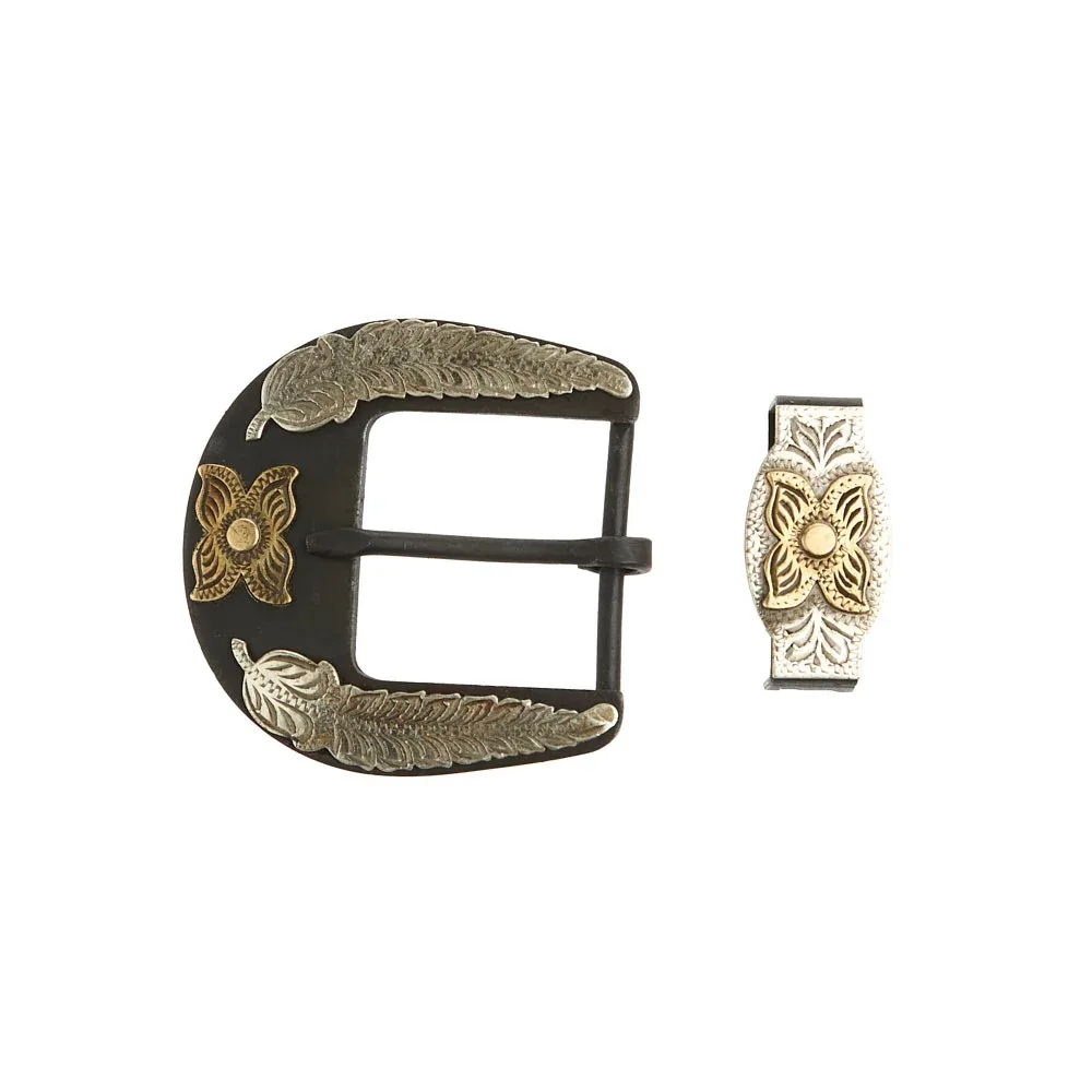 WD Tack Leaf Black Iron Belt Buckle and Keeper