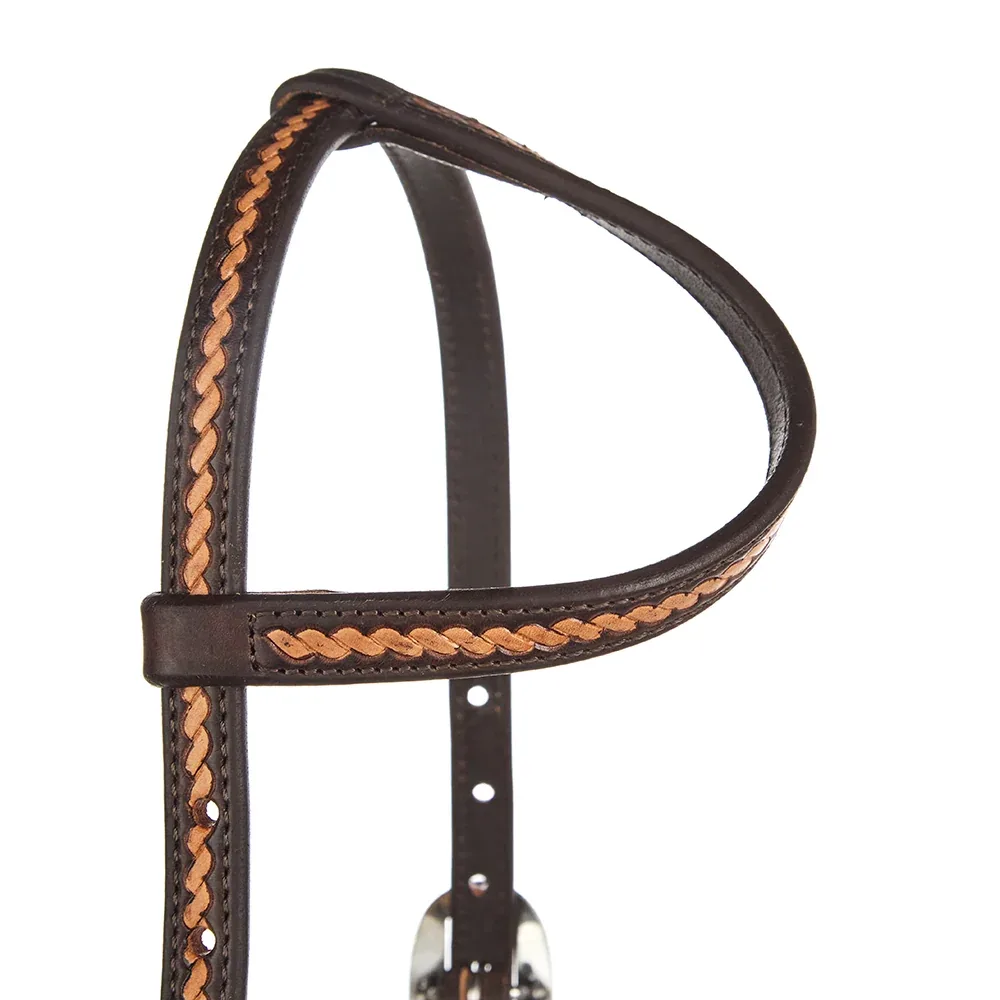 WD Tack Medium Oil Rope Tooled 5/8 Single Ear Headstall - Image 2