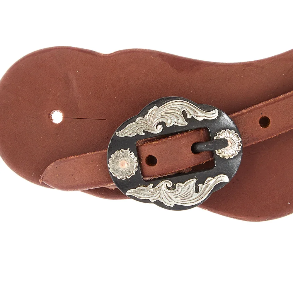 WD Tack Mens Heavy Oiled Cowboy Spur Straps with Double Flower Buckles - Image 2