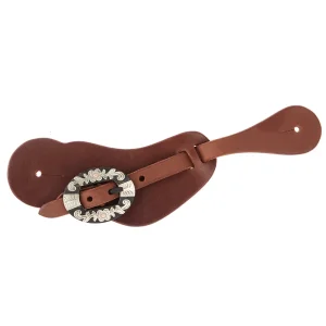 WD Tack Mens Heavy Oiled Cowboy Spur Straps with Floral Buckles