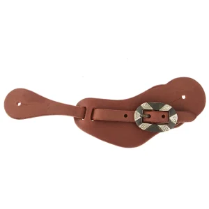 WD Tack Mens Heavy Oiled Cowboy Spur Straps with Oval Silver Bar Buckles