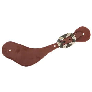 WD Tack Mens Oiled Dove Wing Spur Straps with Oval Silver Bar Buckles