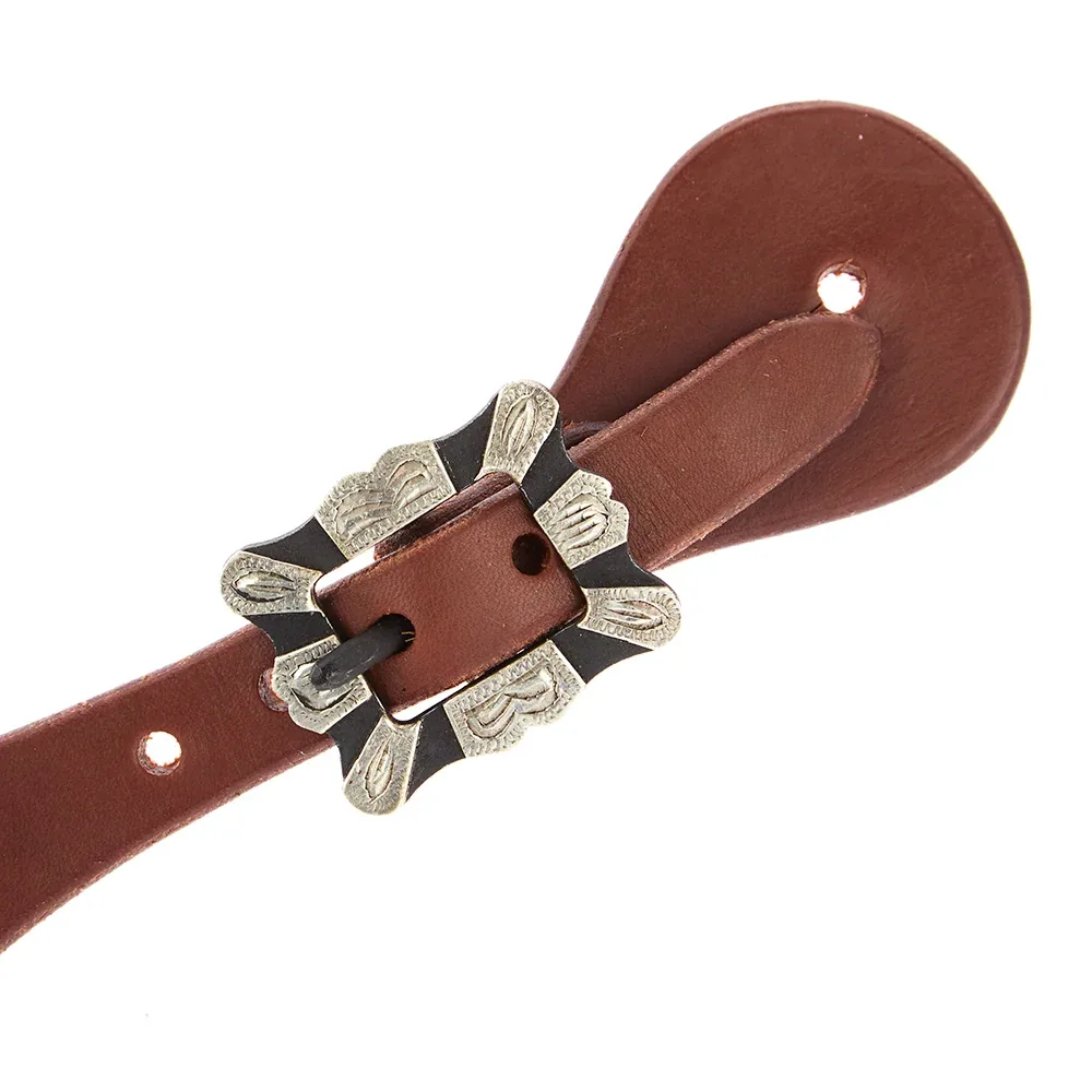 WD Tack Mens Oiled Dove Wing Spur Straps with Square Silver Bar Buckles - Image 2
