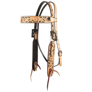 WD Tack Natural Floral Tooling Browband Headstall