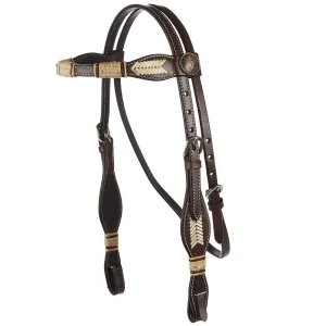 WD Tack Natural Rawhide Scalloped Quick Change Browband Headstall