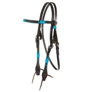 WD Tack Turquoise Rawhide Rope Tooled Browband Headstall