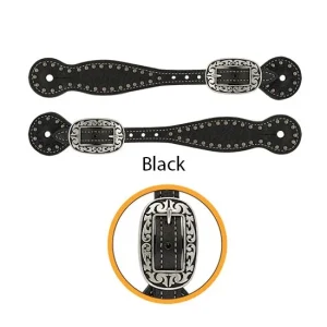 Weaver Leather Basketweave Bridle Leather Thin Spur Straps w/Spots