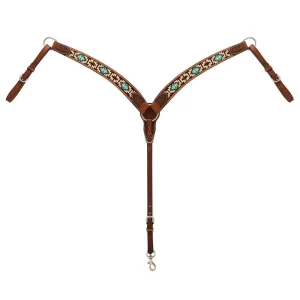 Weaver Leather Turquoise Cross Aztec Contoured Breast Collar