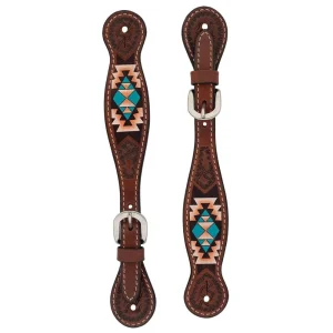 Weaver Leather Turquoise Cross Aztec Ladies Spur Straps