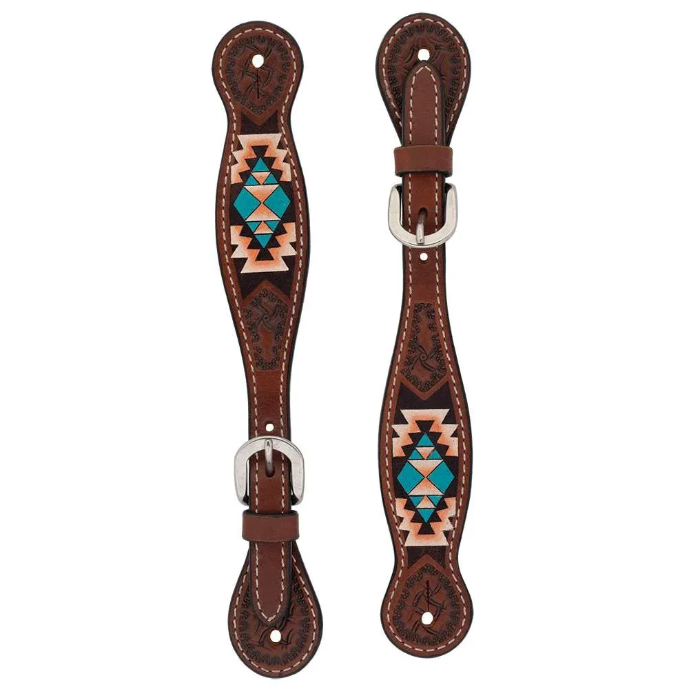 Weaver Leather Turquoise Cross Aztec Ladies Spur Straps