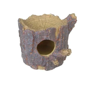 Weco Products Wecorama Sleepy Hollows Pine Den Lodge Terrarium Ornament with Feeder Gray, Brown, 1ea