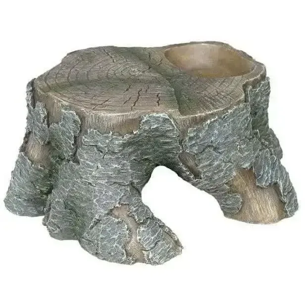 Weco Products Wecorama Sleepy Hollows Pine Stump Den Terrarium Ornament Gray, Brown Medium