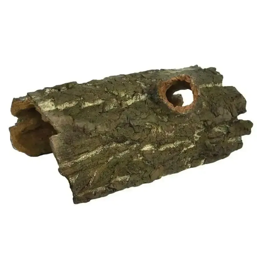 Weco Products Wecorama Sleepy Hollows Silver Pine Bark Lodge Terrarium Ornament Bark Lodge Brown,