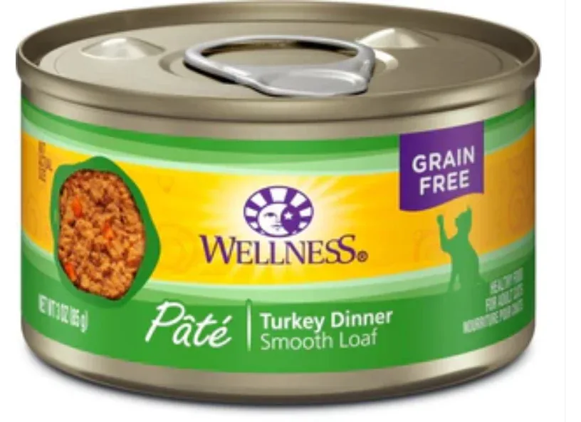 Wellness Complete Health Grain Free Turkey Pate Wet Cat Food-3oz Can-Case of 24