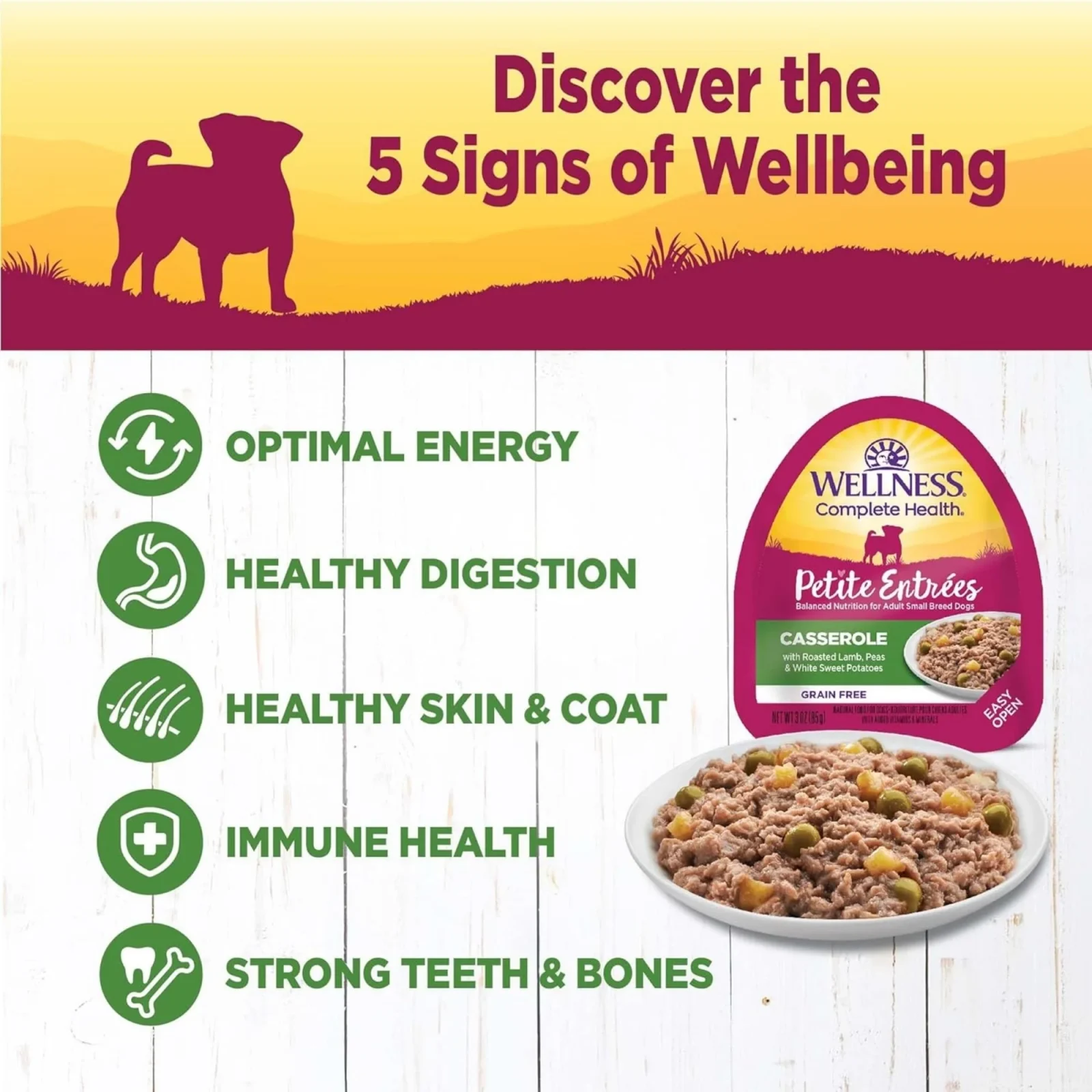Wellness Complete Health Petite Entrées Casserole Roasted Lamb Pea White Sweet Potato, 3 oz, Case of 12 - Image 2