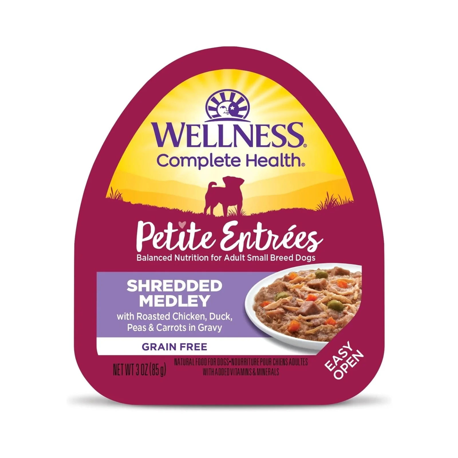 Wellness Complete Health Petite Entrees, Shredded Medly Roast Chicken Duck Peas Carrot, 3oz, Case of 12
