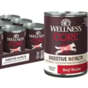 Wellness Core Digestive Health Grain Free Beef Recipe Canned Dog Food-Case of 12