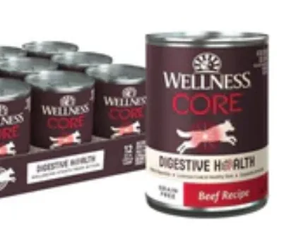 Wellness Core Digestive Health Grain Free Beef Recipe Canned Dog Food-Case of 12