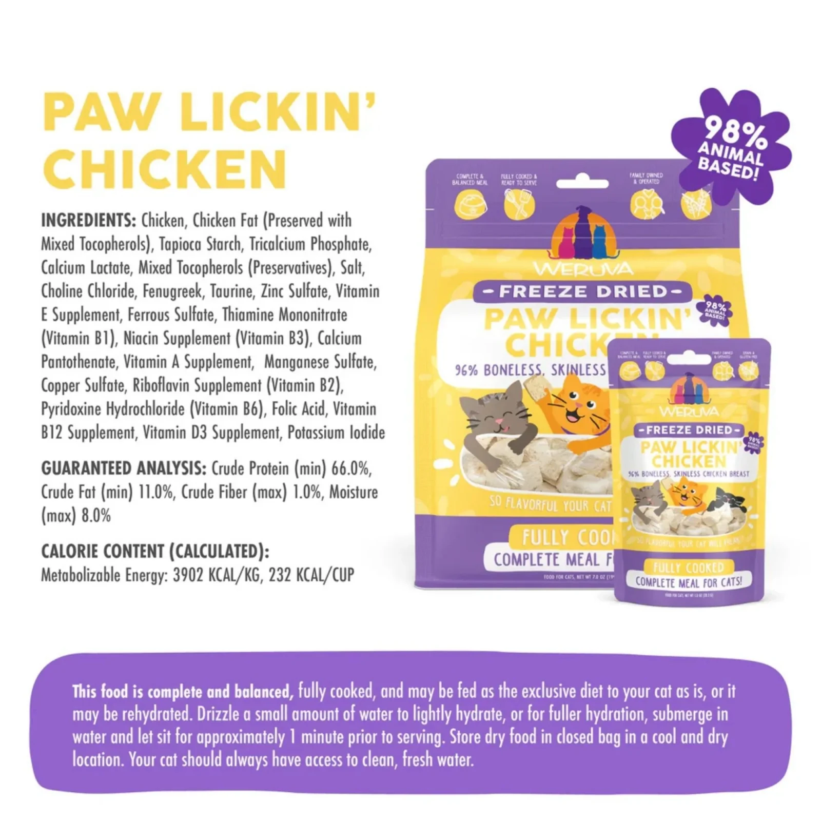 Weruva Cat Freeze-Dried Paw Lickin' Chicken, 1 oz - Image 2