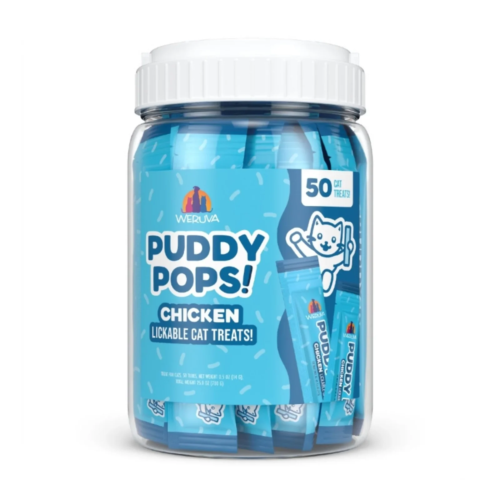 Weruva Cat Puddy Pops Chicken Lickable Cat Treats, 0.5 oz each, Case of 50