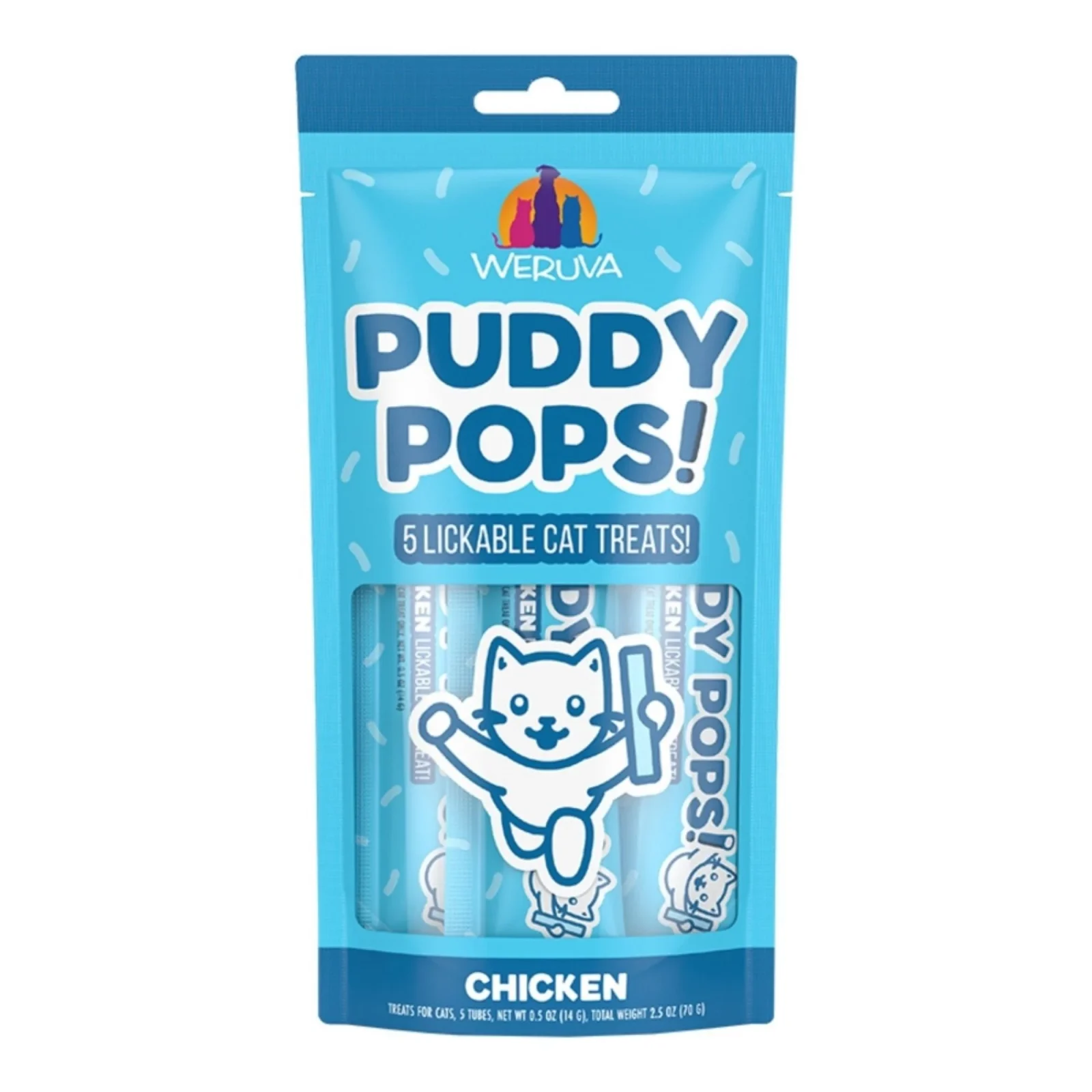 Weruva Cat Puddy Pops Lickable Cat Treat Chicken, 5-Count
