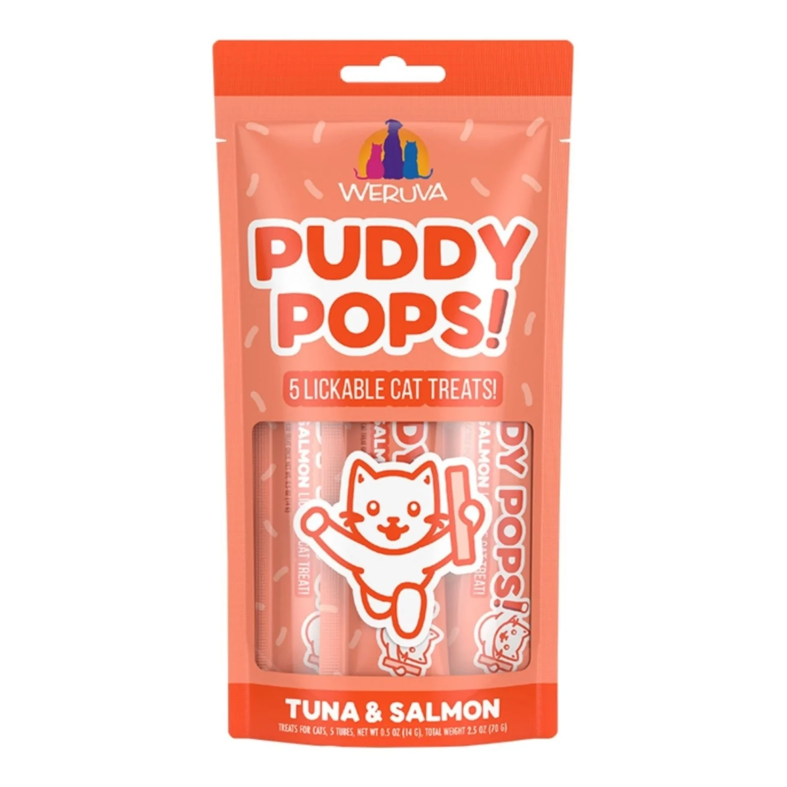 Weruva Cat Puddy Pops Lickable Cat Treat Tuna & Salmon, 5-Count