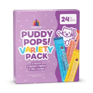 Weruva Cat Puddy Pops Lickable Cat Treat, Variety Pack, 0.5 oz each, Case of 24
