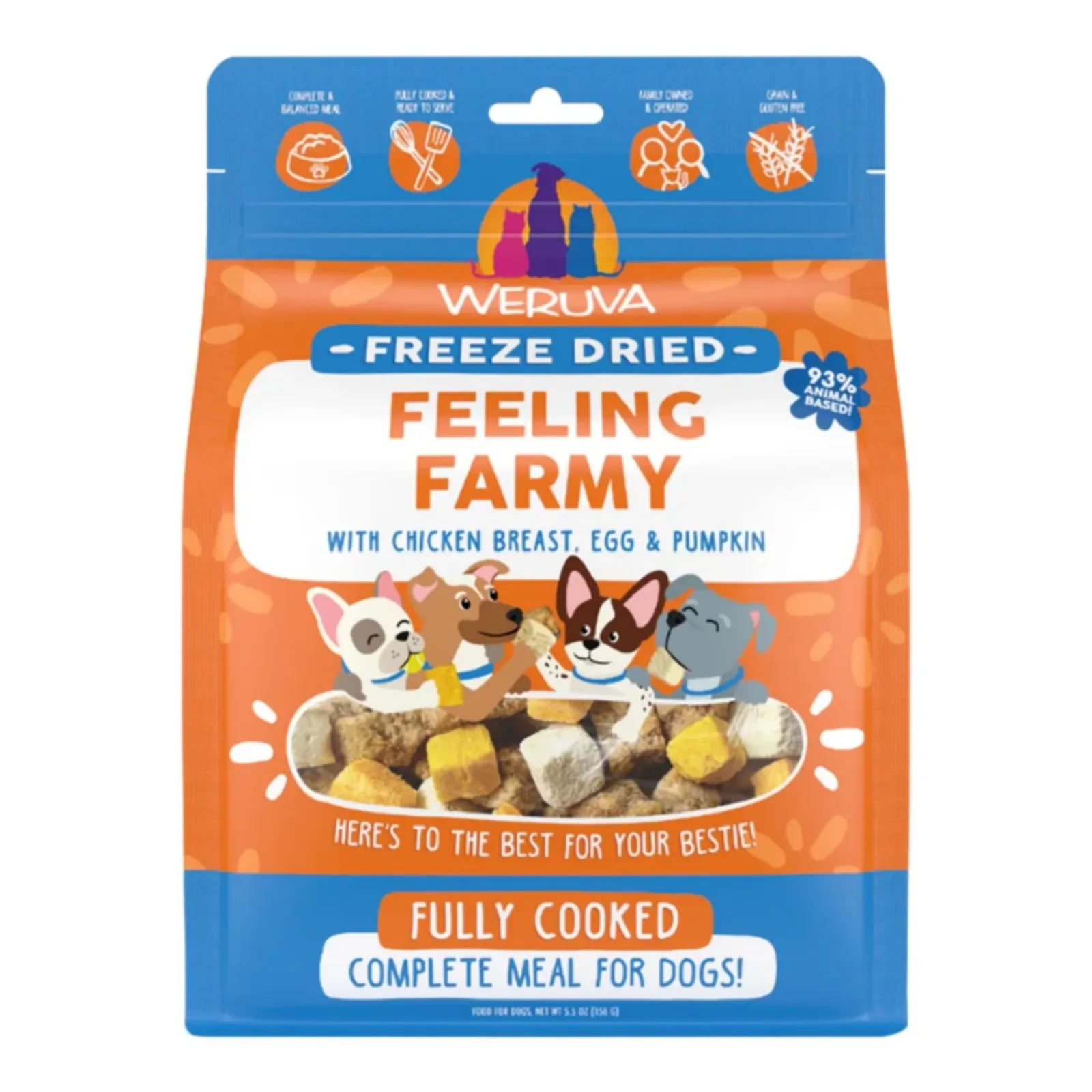 Weruva Dog Freeze-Dried Feeling Farmy Dog Food, 5.5 oz 12 ct