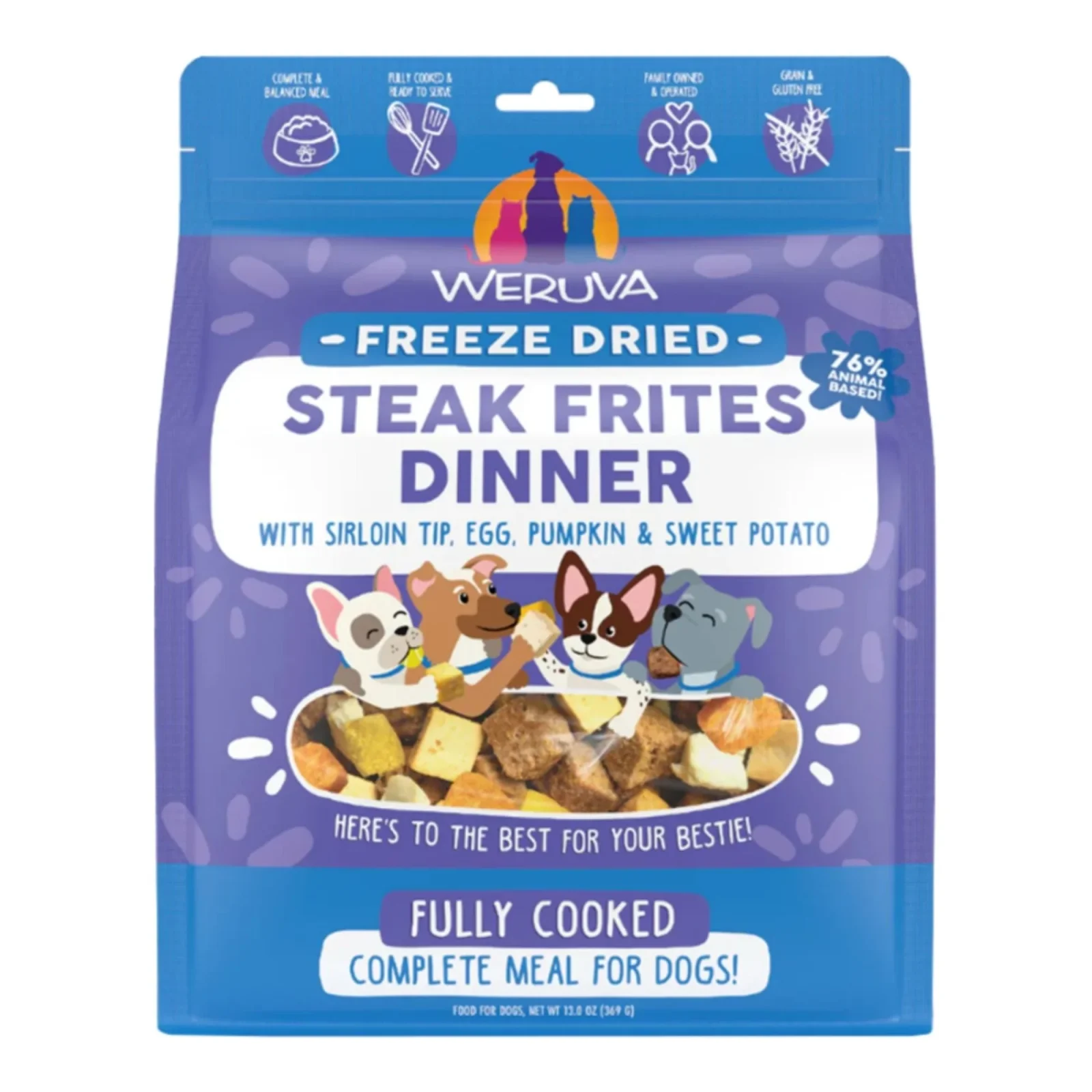 Weruva Freeze Dried Steak Frites Dinner Dog Food, 13 oz