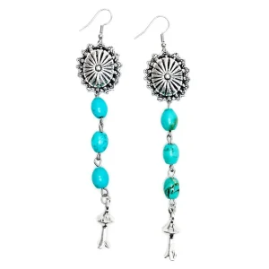 West And Company & 3 Tier Turquoise Stones with Silver Concho Post