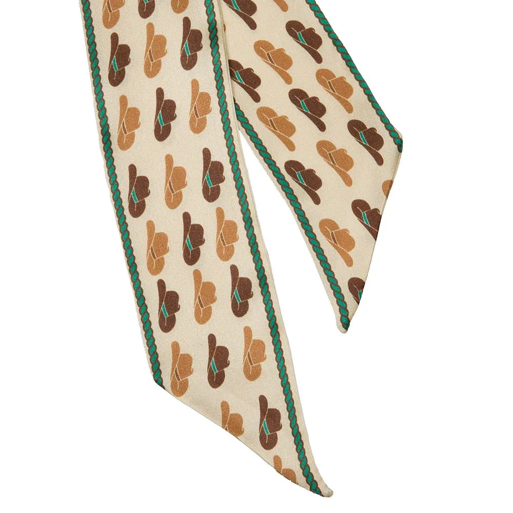 West And Company Cream Cowboy Hat Twilly - Image 2