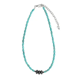 West And Company & Dainty Turquoise Bead Choker with Faux Navajo Pearl Accent